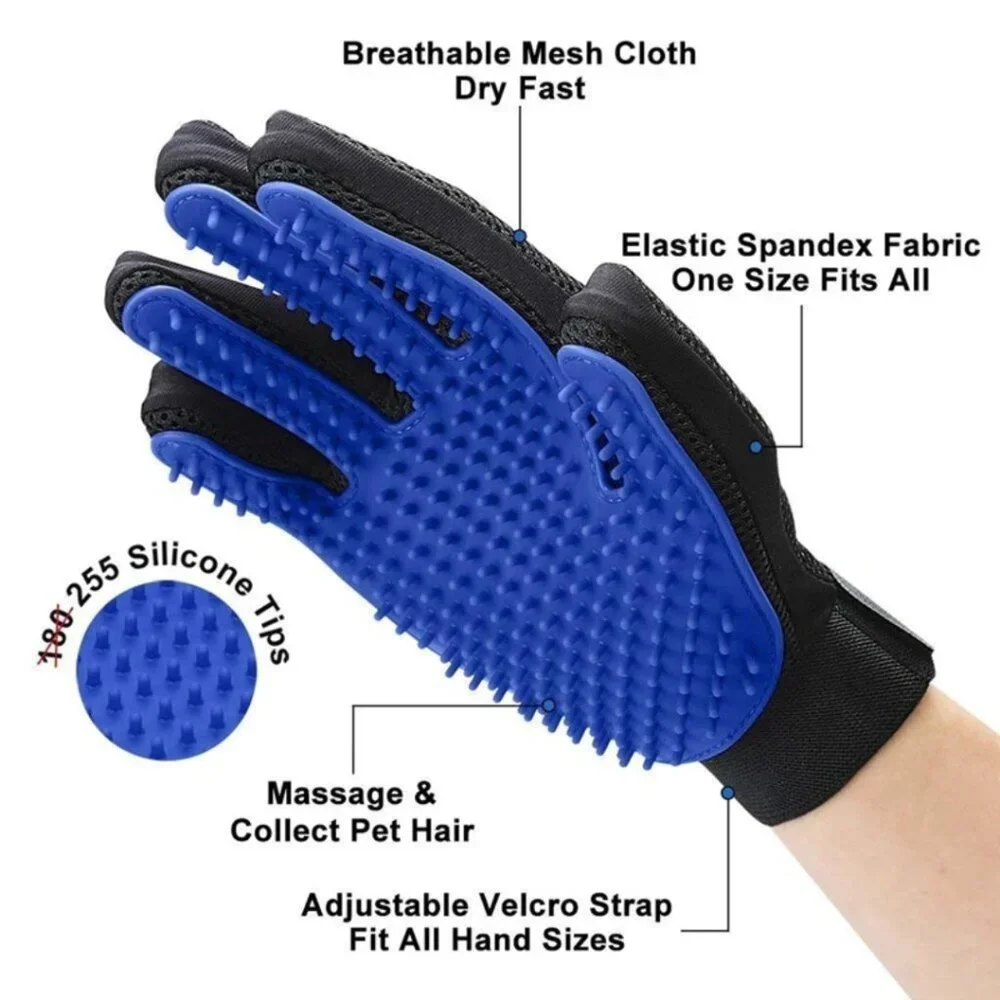 Pet Dog Cat Bath Gloves Grooming Washing Fur Hair Soft